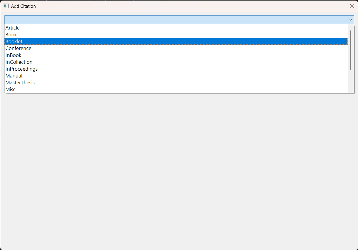 BibTeX list screenshot